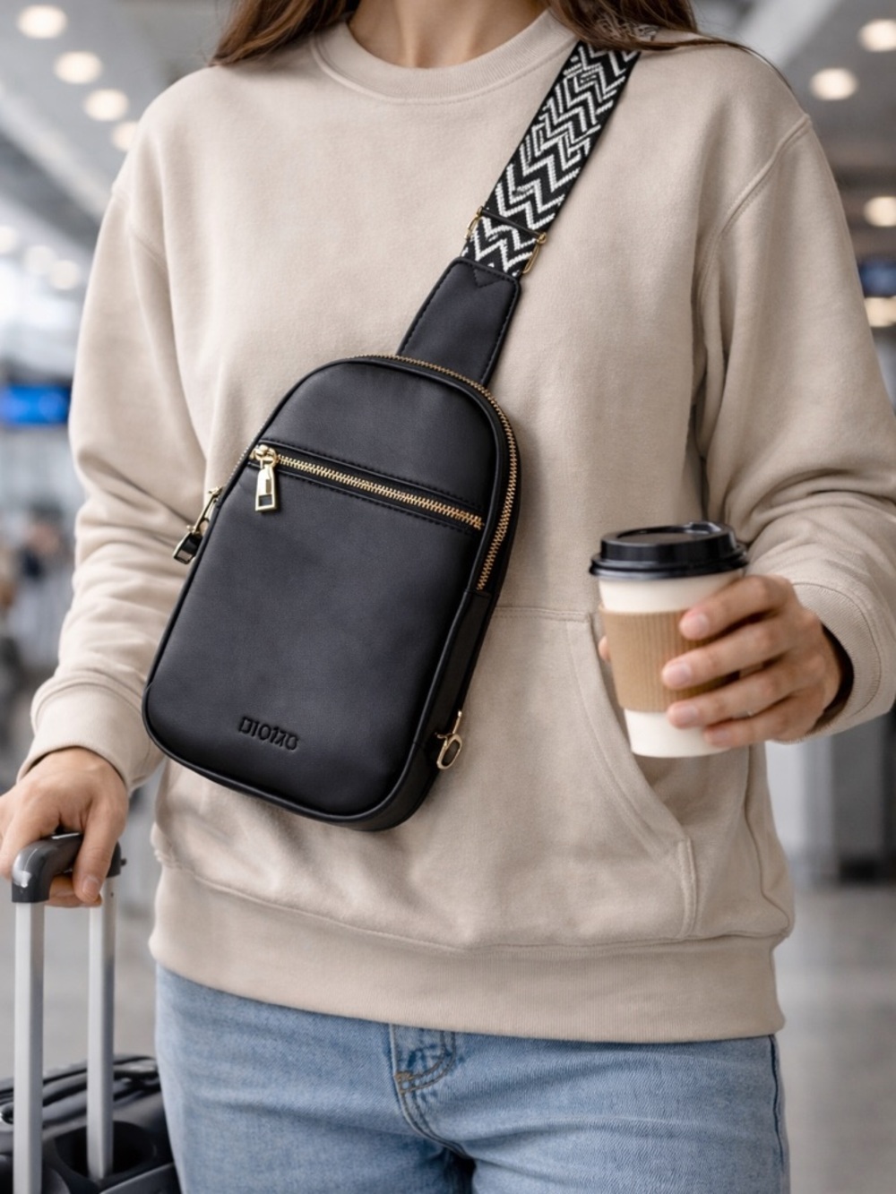 DIOMO Black RFID Sling Bag Crossbody Travel Anti Theft - Picture 11 of 12